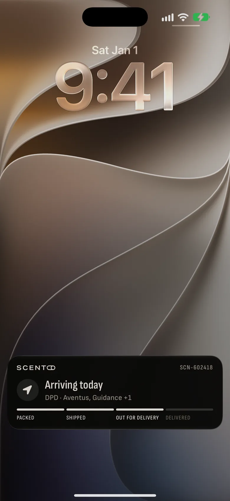 Scento order tracking on the iPhone Lock Screen